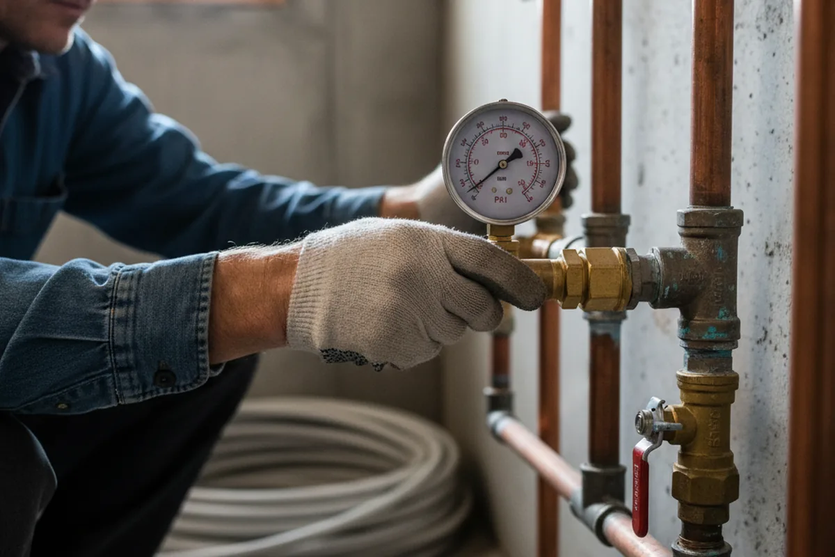 Pressure testing a repaired line during Water Line Repair in Tishomingo